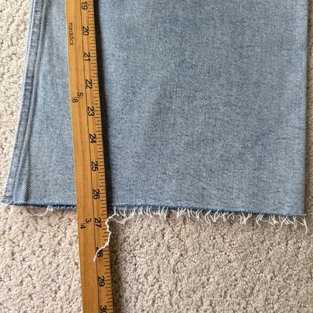 Pistola Charlie Wide Leg Jeans Women 28 Light Blue Raw Hem Faded High Rise - Picture 14 of 16